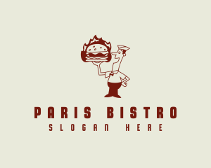 Burger Sandwich Waiter logo design