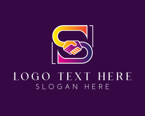Handshake - Helping Hand Letter S logo design