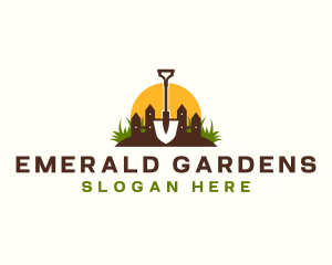 Shovel Gardening Lawn logo design