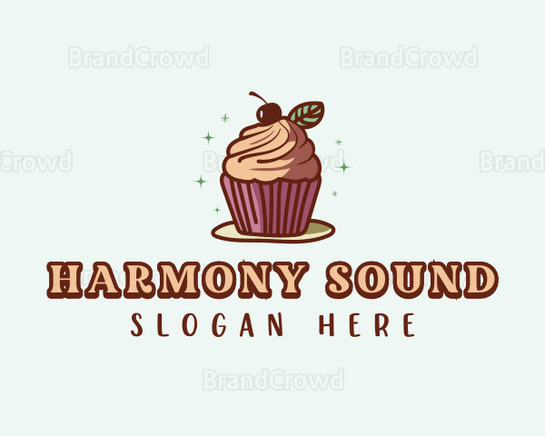 Cherry Cupcake Dessert Logo