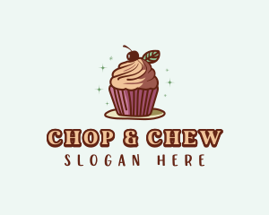 Cherry Cupcake Dessert Logo