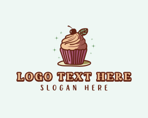 Cherry Cupcake Dessert Logo