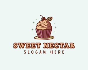 Cherry Cupcake Dessert logo design