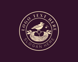 Emblem - Bird Egg Nest logo design