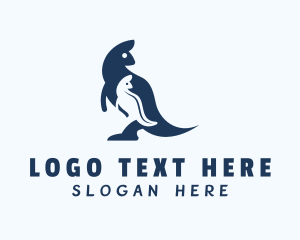 Wild - Blue Kangaroo & Joey logo design