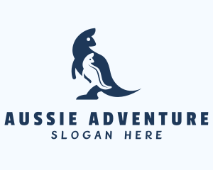 Aussie - Blue Kangaroo & Joey logo design