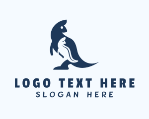 Kangaroo - Blue Kangaroo & Joey logo design