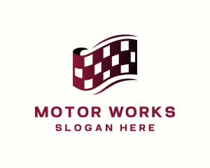 Motor - Race Car Flag logo design