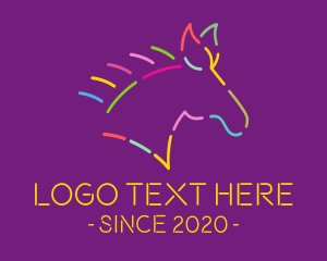 Bi - Colorful Neon Horse logo design