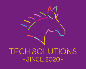 Pride Parade - Colorful Neon Horse logo design