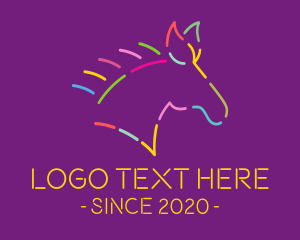 Rainbow - Colorful Neon Horse logo design
