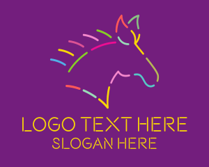 Colorful Neon Horse  Logo