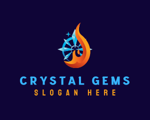 Flame Ice Snowflake logo design