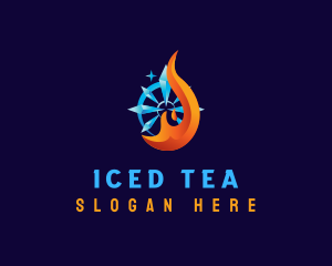 Flame Ice Snowflake logo design