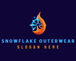 Flame Ice Snowflake logo design