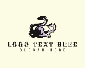 Coiled - Snake Serpent Skull logo design