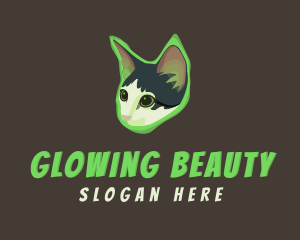 Glowing Cat Animal logo design