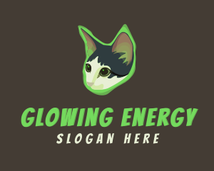 Radioactive - Glowing Cat Animal logo design