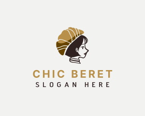 Croissant Woman Hat logo design