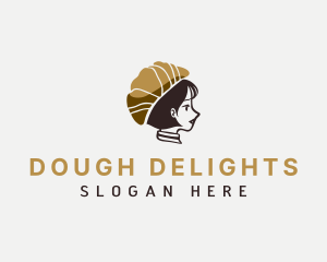 Dough - Croissant Woman Cafe logo design