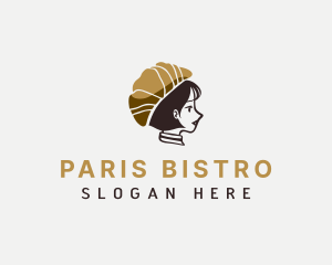 Croissant Woman Hat logo design