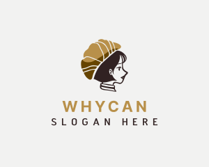 Dough - Croissant Woman Cafe logo design
