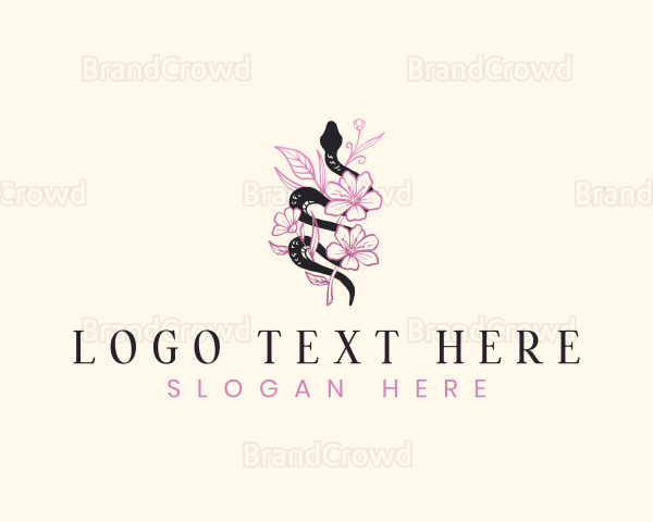 Boho Snake Leaf Flower Logo