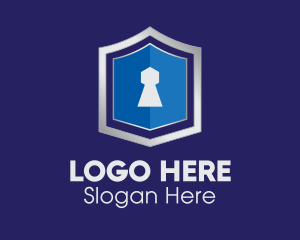 Metallic Keyhole Shield Logo