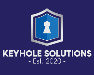 Keyhole - Metallic Keyhole Shield logo design