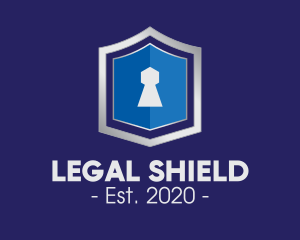 Metallic Keyhole Shield logo design