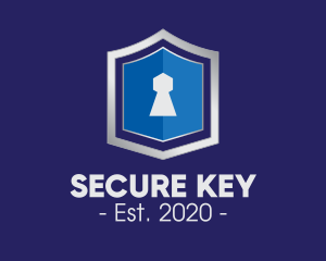 Password - Metallic Keyhole Shield logo design