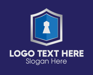 Metallic Keyhole Shield Logo