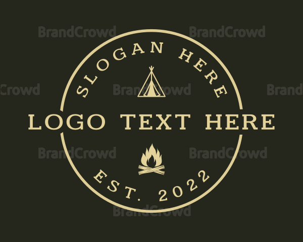 Camping Tent Bonfire Logo