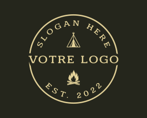 Camping Tent Bonfire Logo