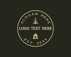 Outdoor - Camping Tent Bonfire logo design