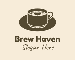 Brown Heart Coffee Froth logo design