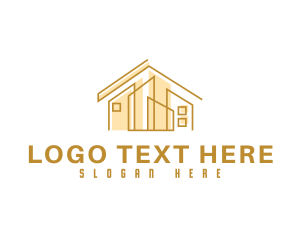 Roofing - Abstract Gold House logo design