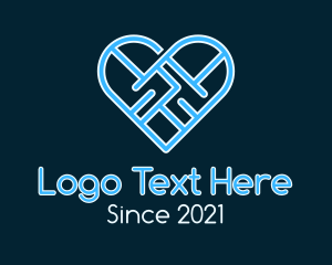 Dating App - Blue Linear Heart logo design