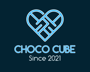 Matchmaking App - Blue Linear Heart logo design