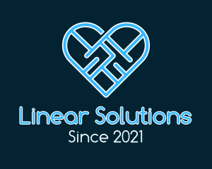 Linear - Blue Linear Heart logo design