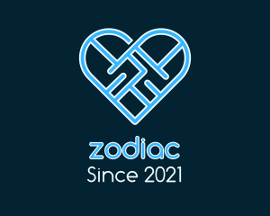 Romance - Blue Linear Heart logo design