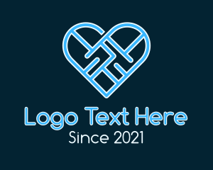Social Media - Blue Linear Heart logo design