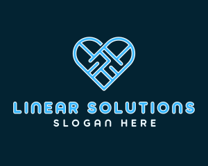 Blue Linear Heart logo design