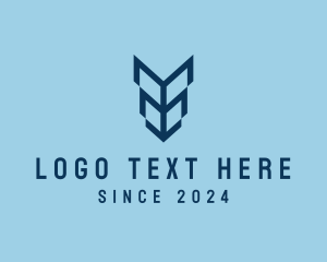 Blue - Simple Shield Company Letter M logo design