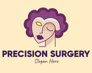 Surgery - Woman Face Portrait logo design