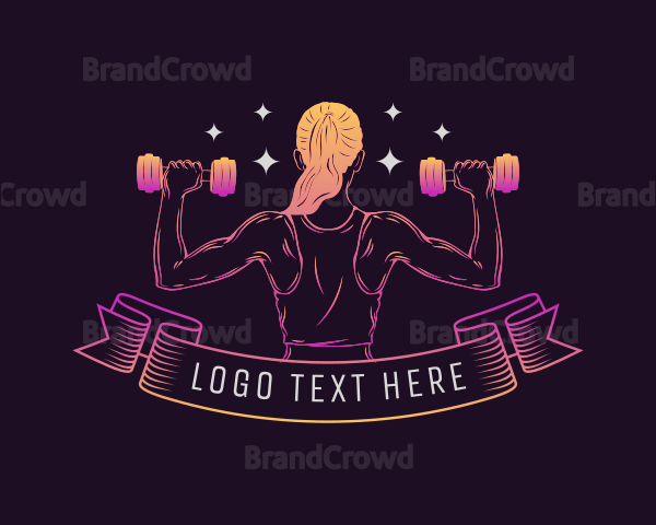 Woman Bodybuilding Gym Logo