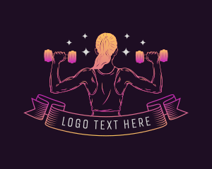 Weights - Woman Bodybuilding Gym logo design
