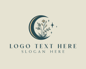 Bohemian - Organic Floral Moon logo design