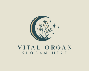 Organic Floral Moon  logo design