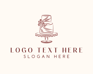 Wedding - Floral Cake Baking logo design